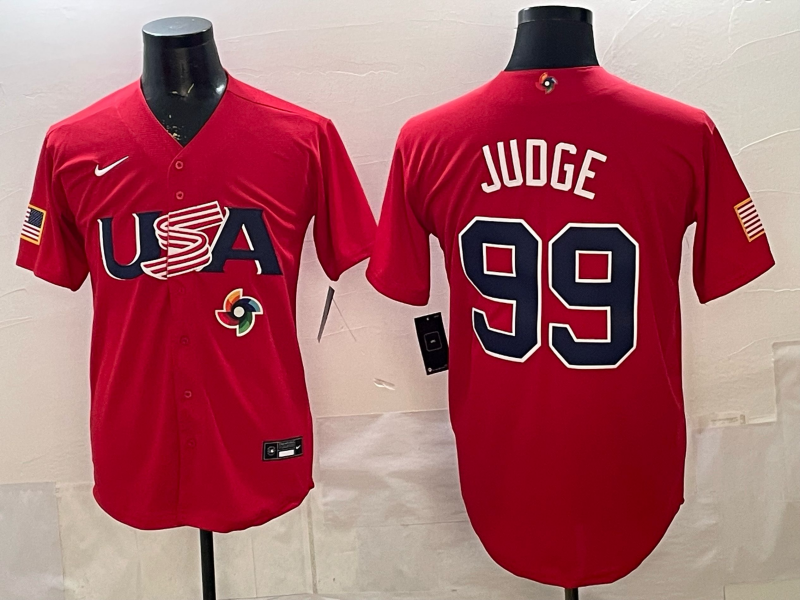 Men 2026 World Cub USA #99 Judge red Nike MLB Jersey 008